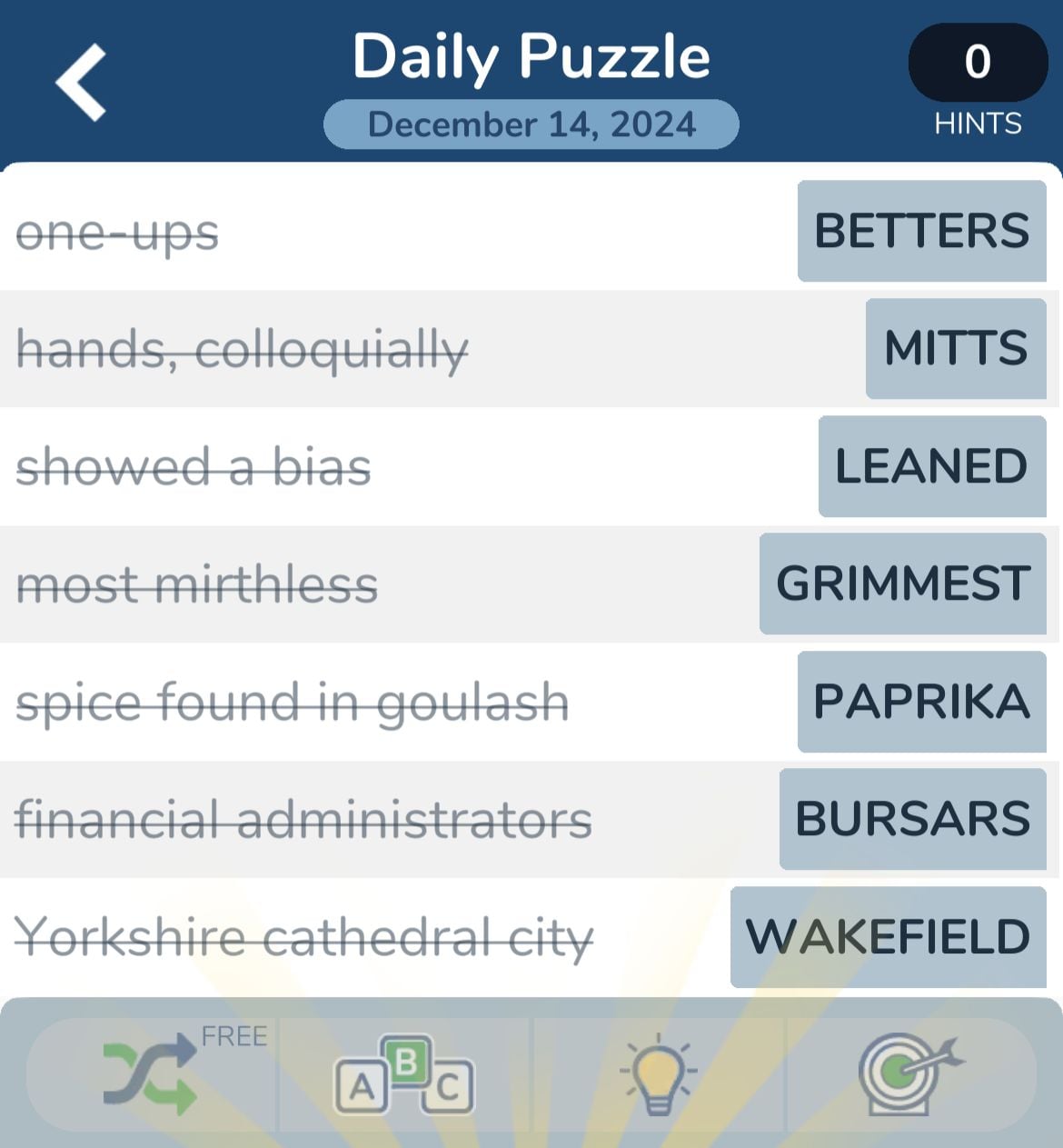 7 Little Words December 14 2024