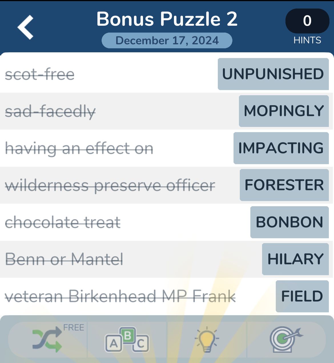 7 Little Words December 17 2024 Bonus 2