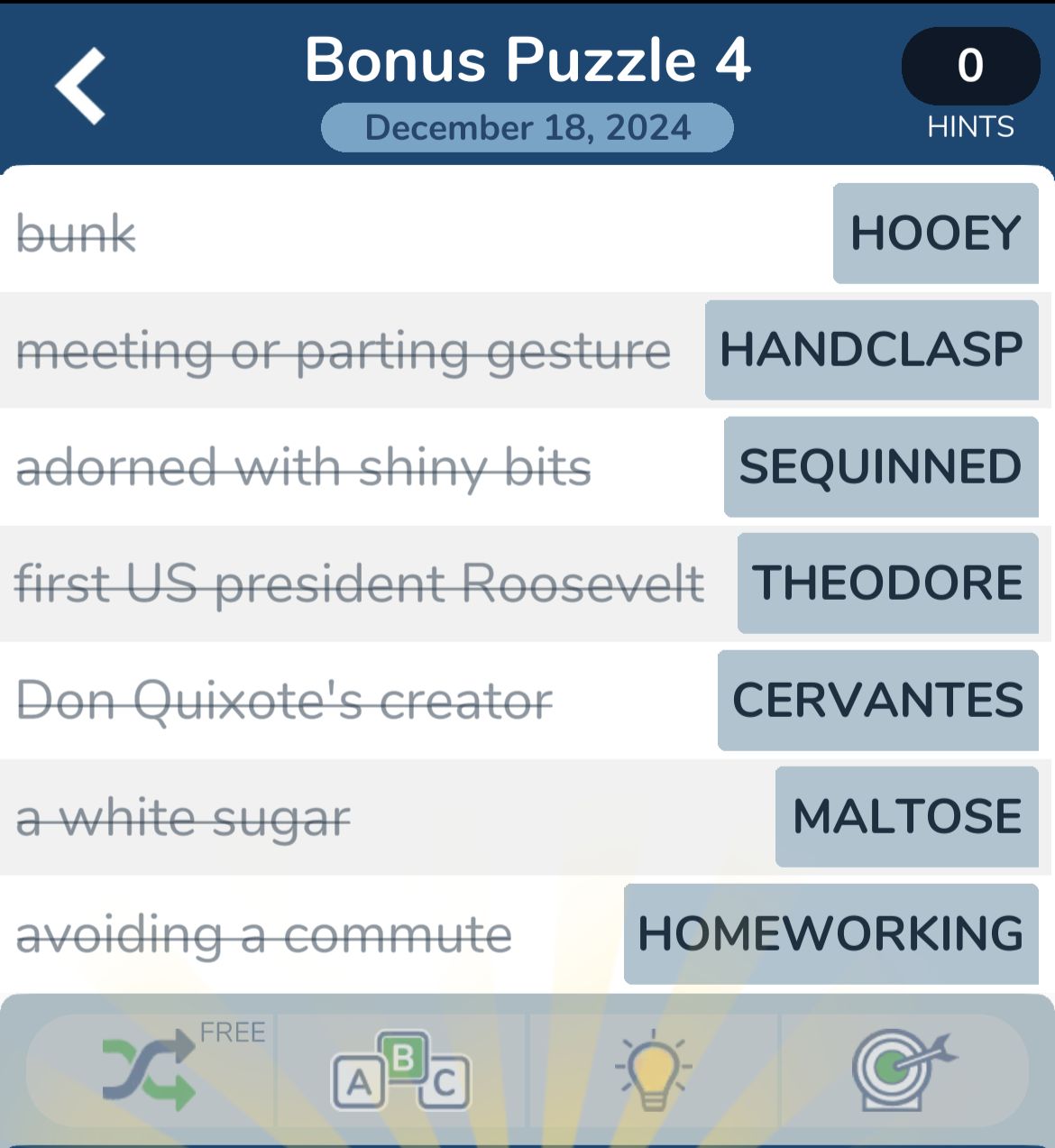 7 Little Words December 18 2024 Bonus 4
