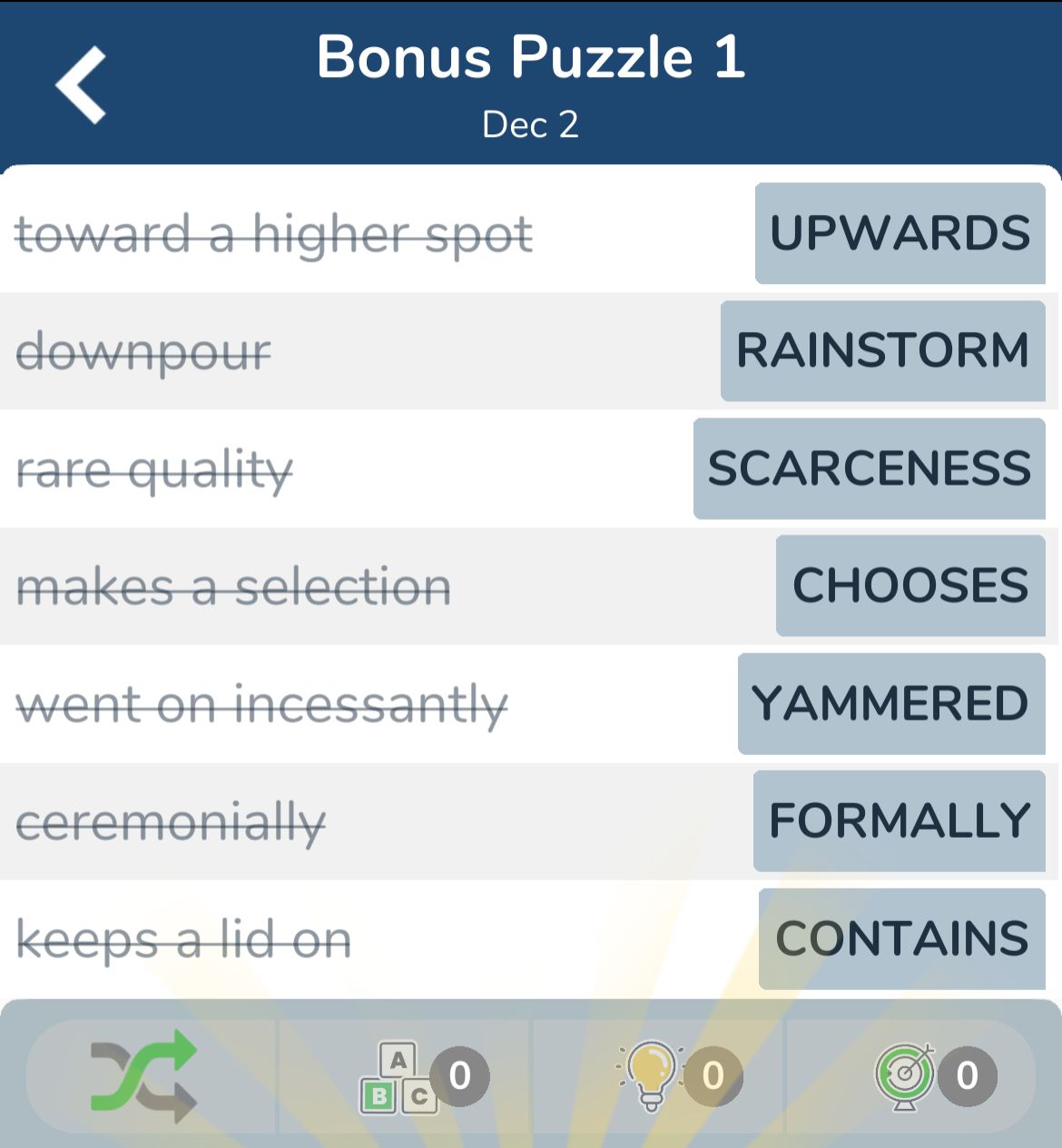 7 Little Words December 2 2024 Bonus 1