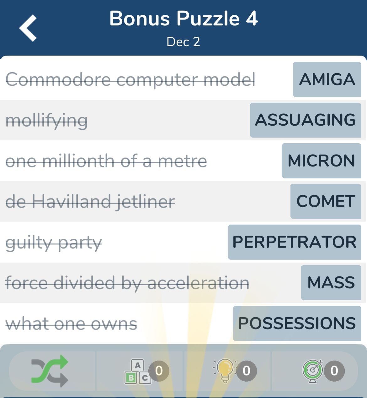7 Little Words December 2 2024 Bonus 4