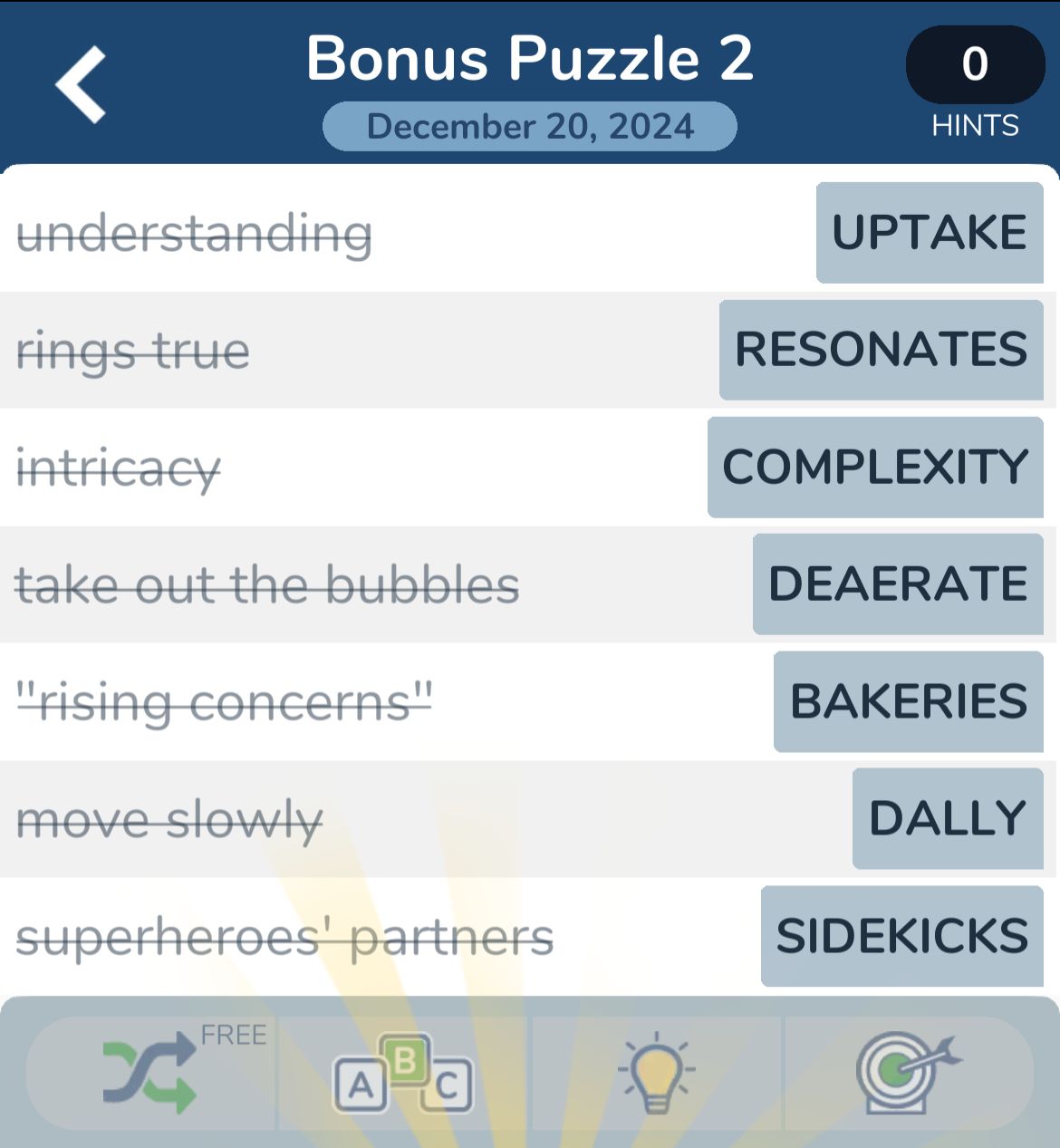 7 Little Words December 20 2024 Bonus 2