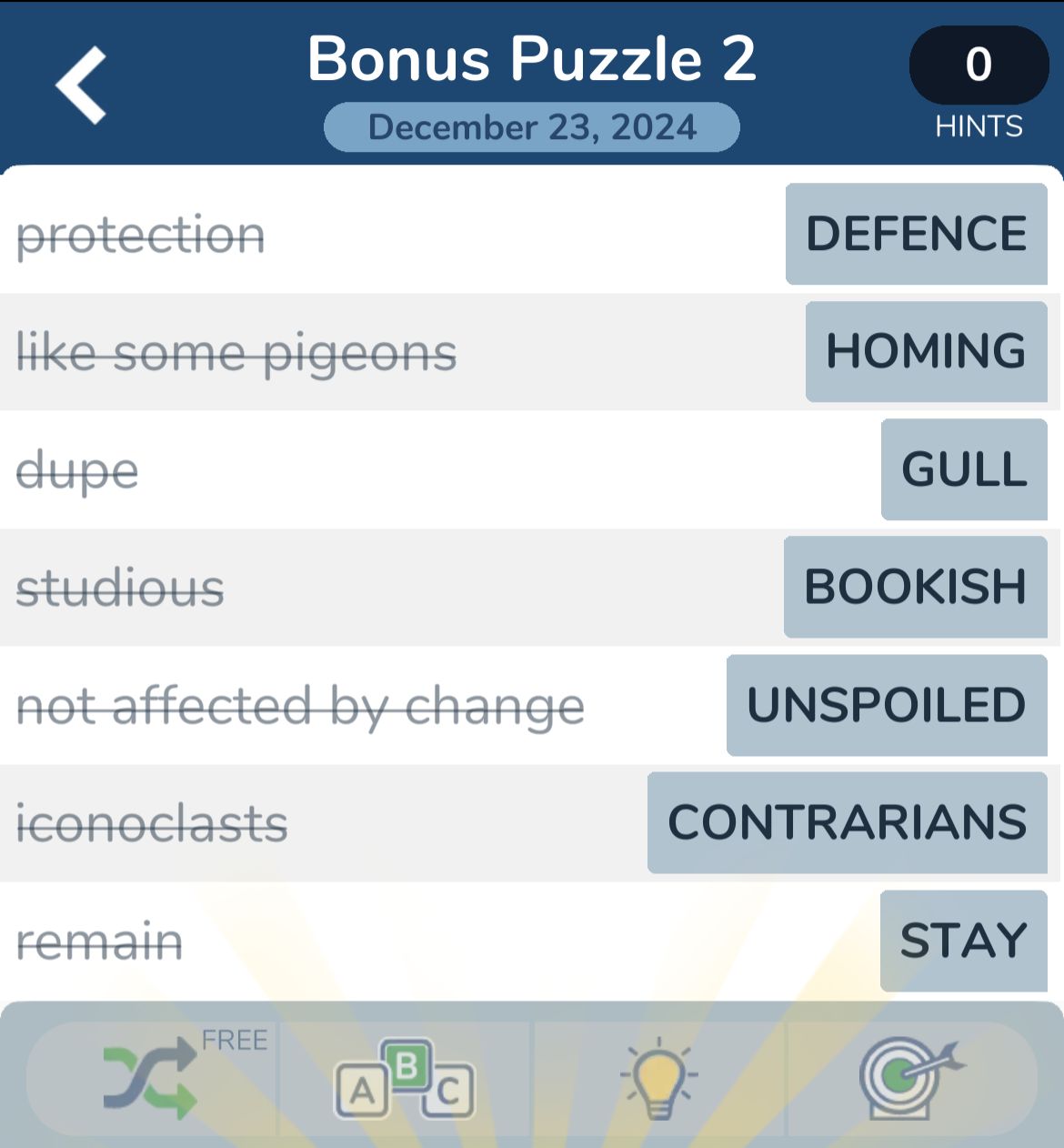 7 Little Words December 23 2024 Bonus 2
