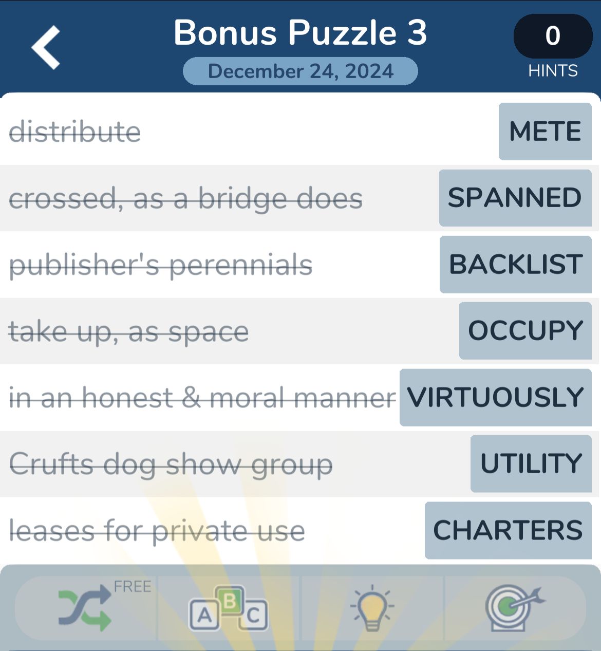 7 Little Words December 24 2024 Bonus 3