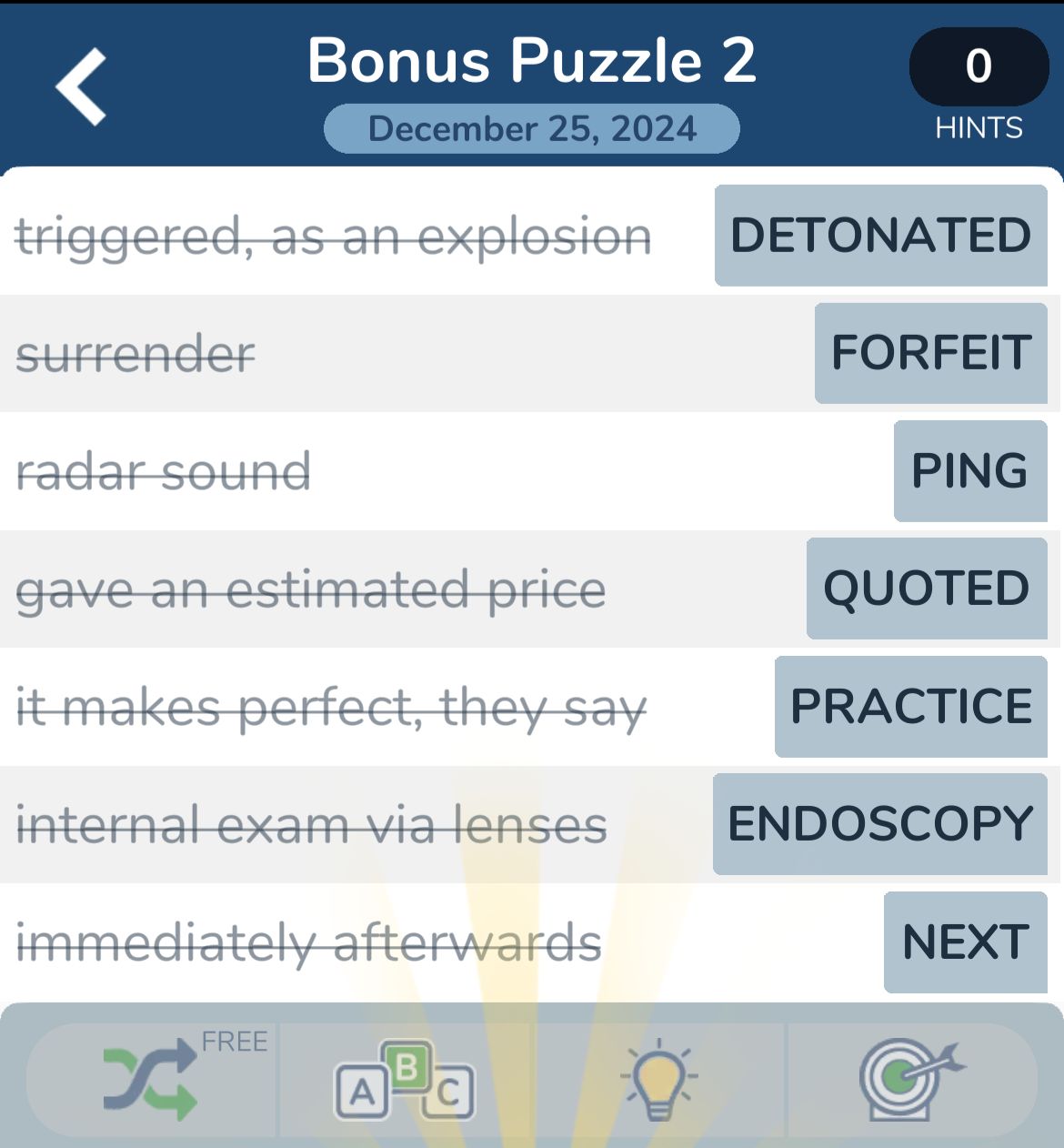 7 Little Words December 25 2024 Bonus 2