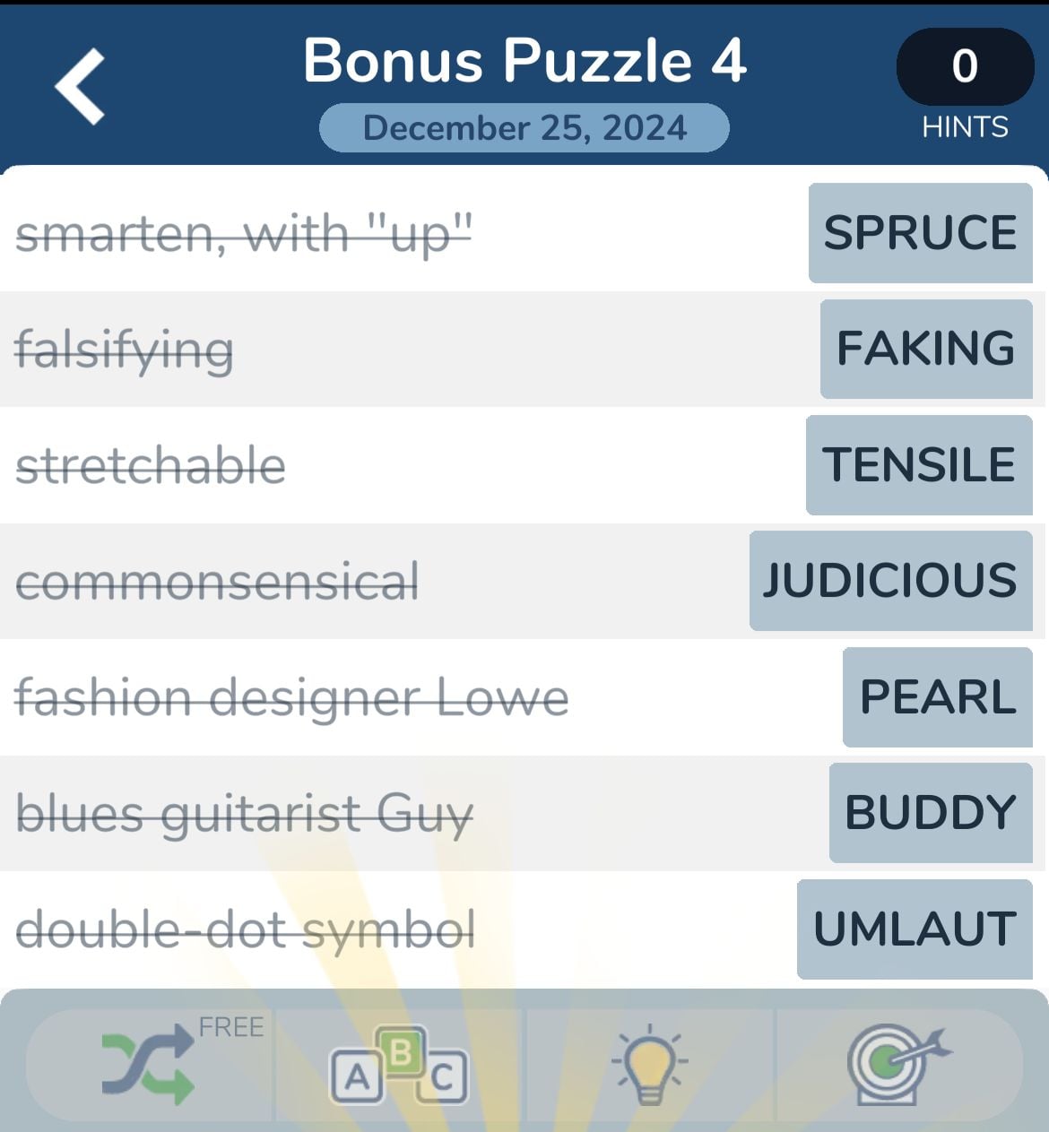 7 Little Words December 25 2024 Bonus 4