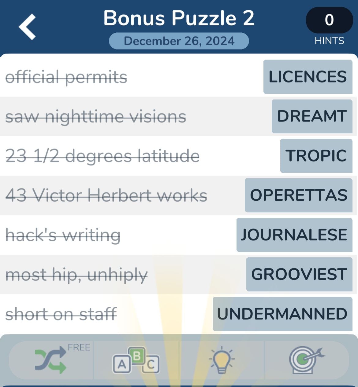 7 Little Words December 26 2024 Bonus 2