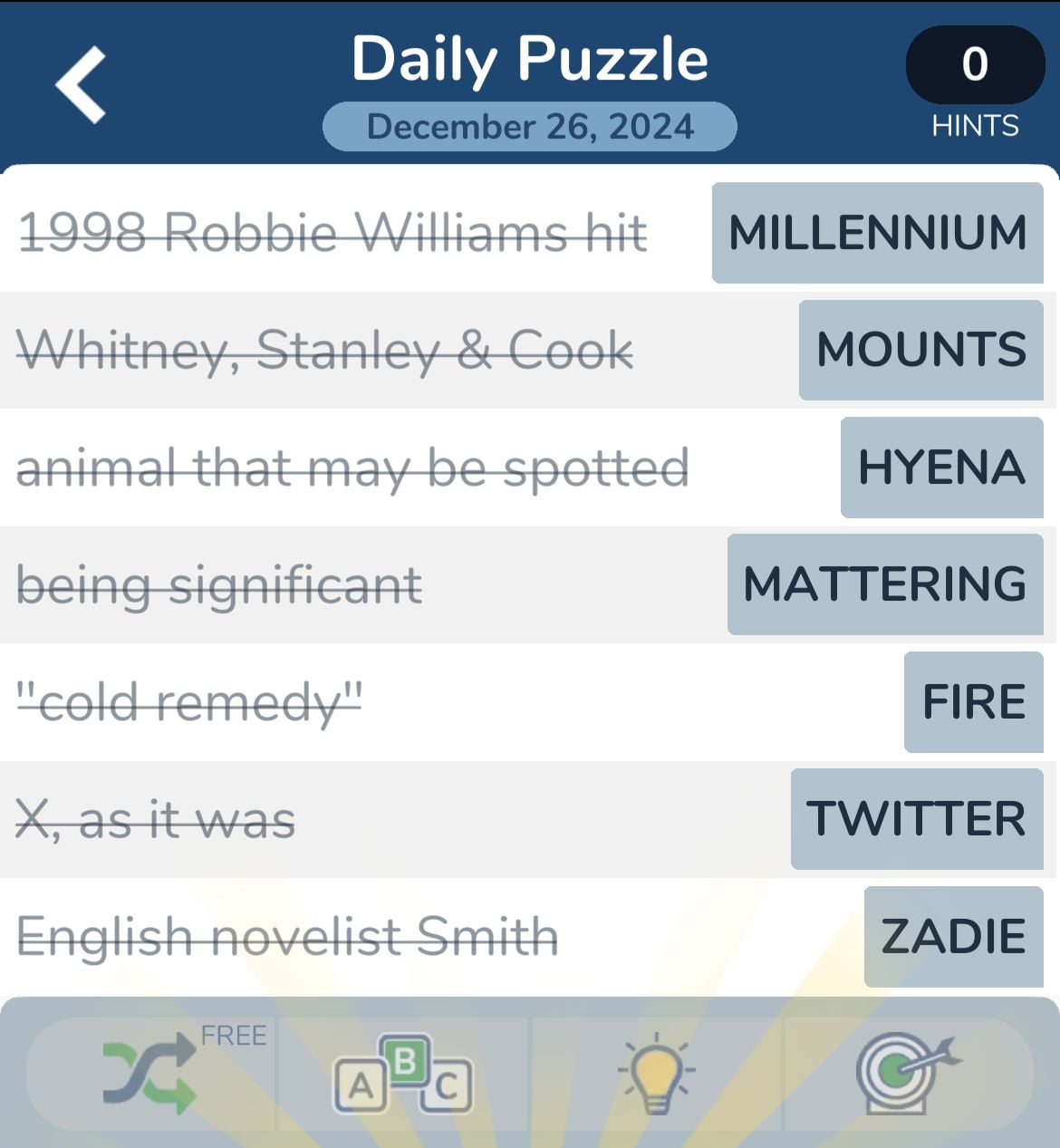 7 Little Words December 26 2024
