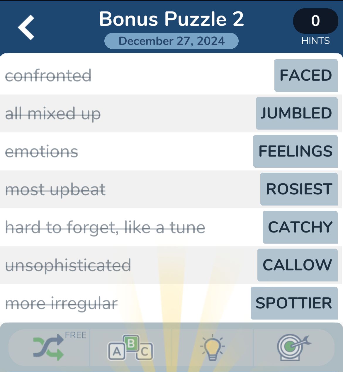 7 Little Words December 27 2024 Bonus 2