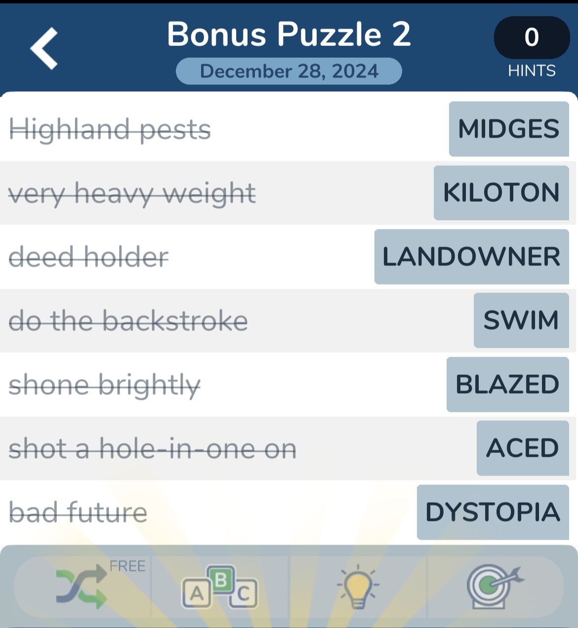 7 Little Words December 28 2024 Bonus 2