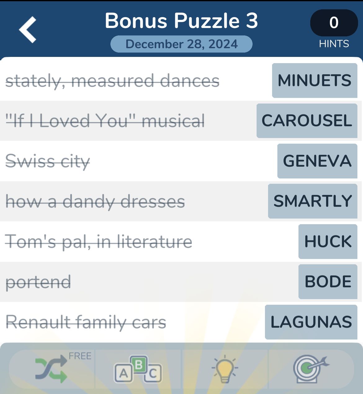 7 Little Words December 28 2024 Bonus 3