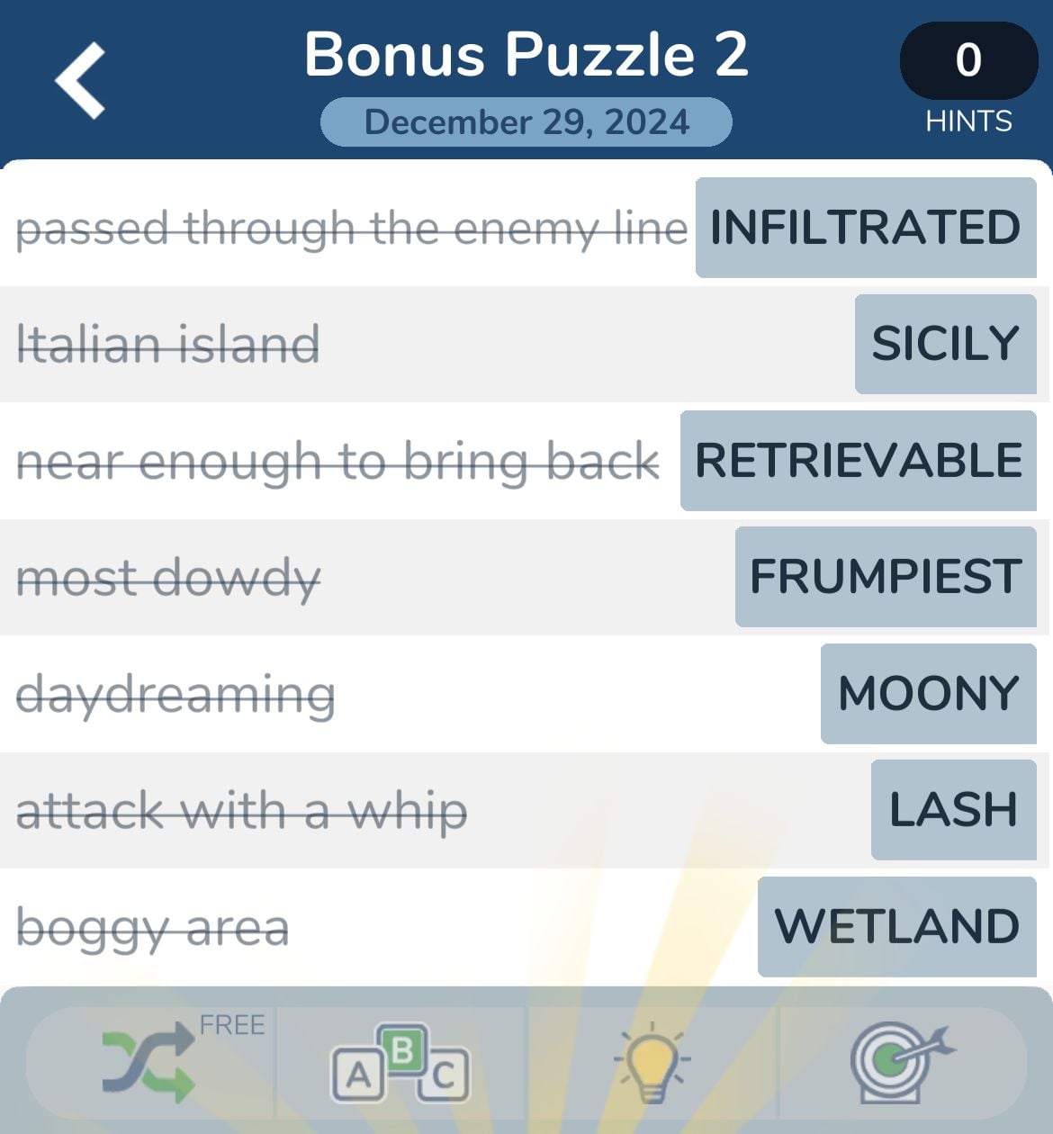 7 Little Words December 29 2024 Bonus 2