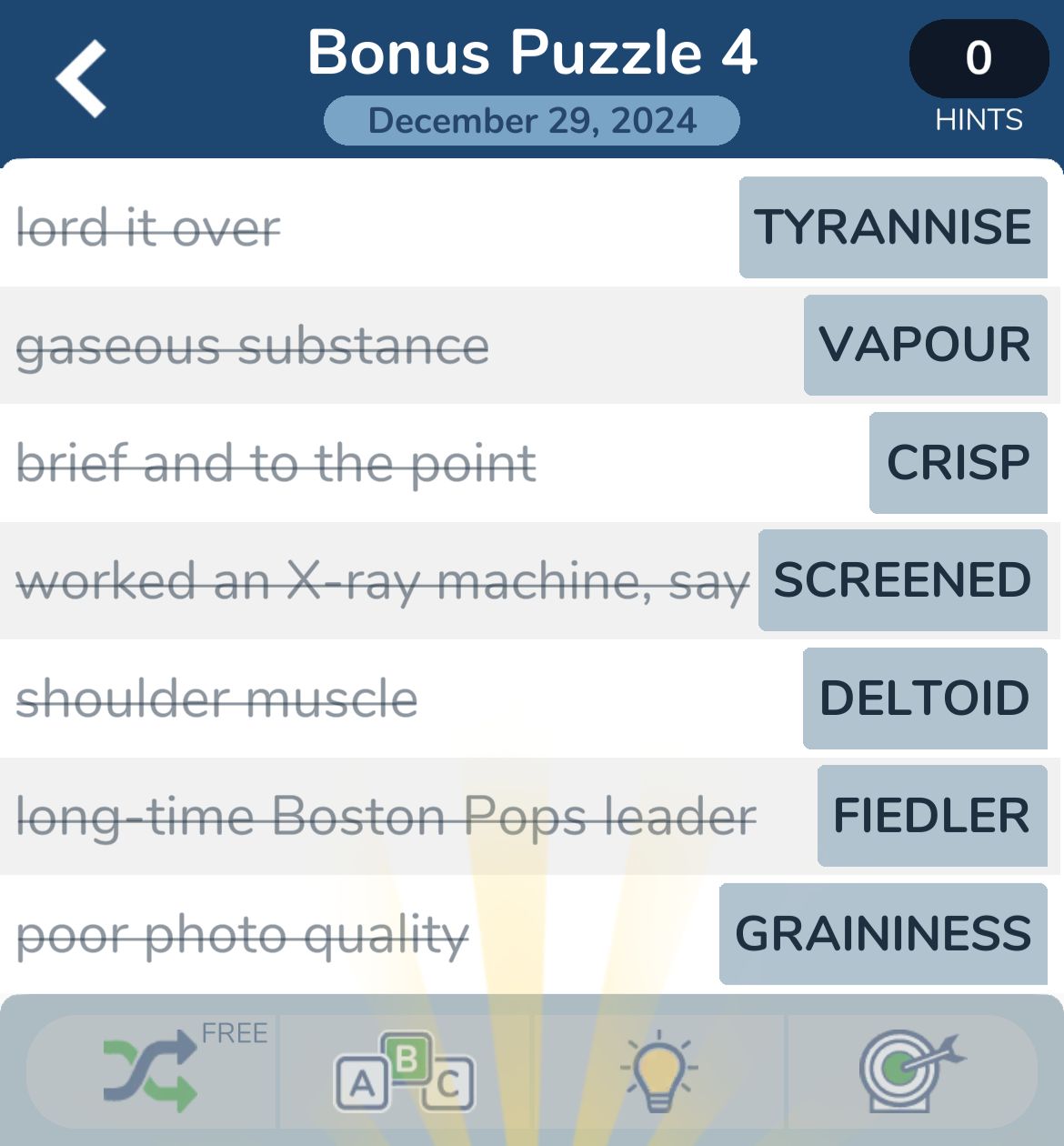 7 Little Words December 29 2024 Bonus 4