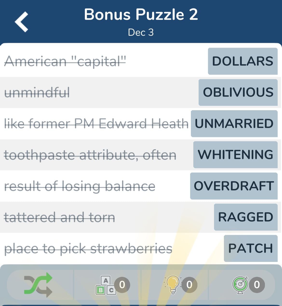 7 Little Words December 3 2024 Bonus 2