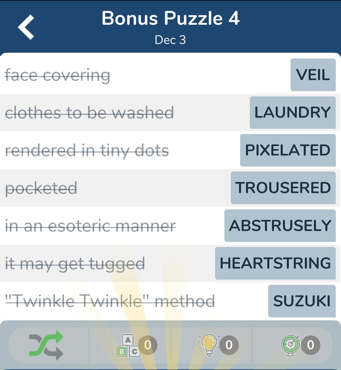 7 Little Words December 3 2024 Bonus 4