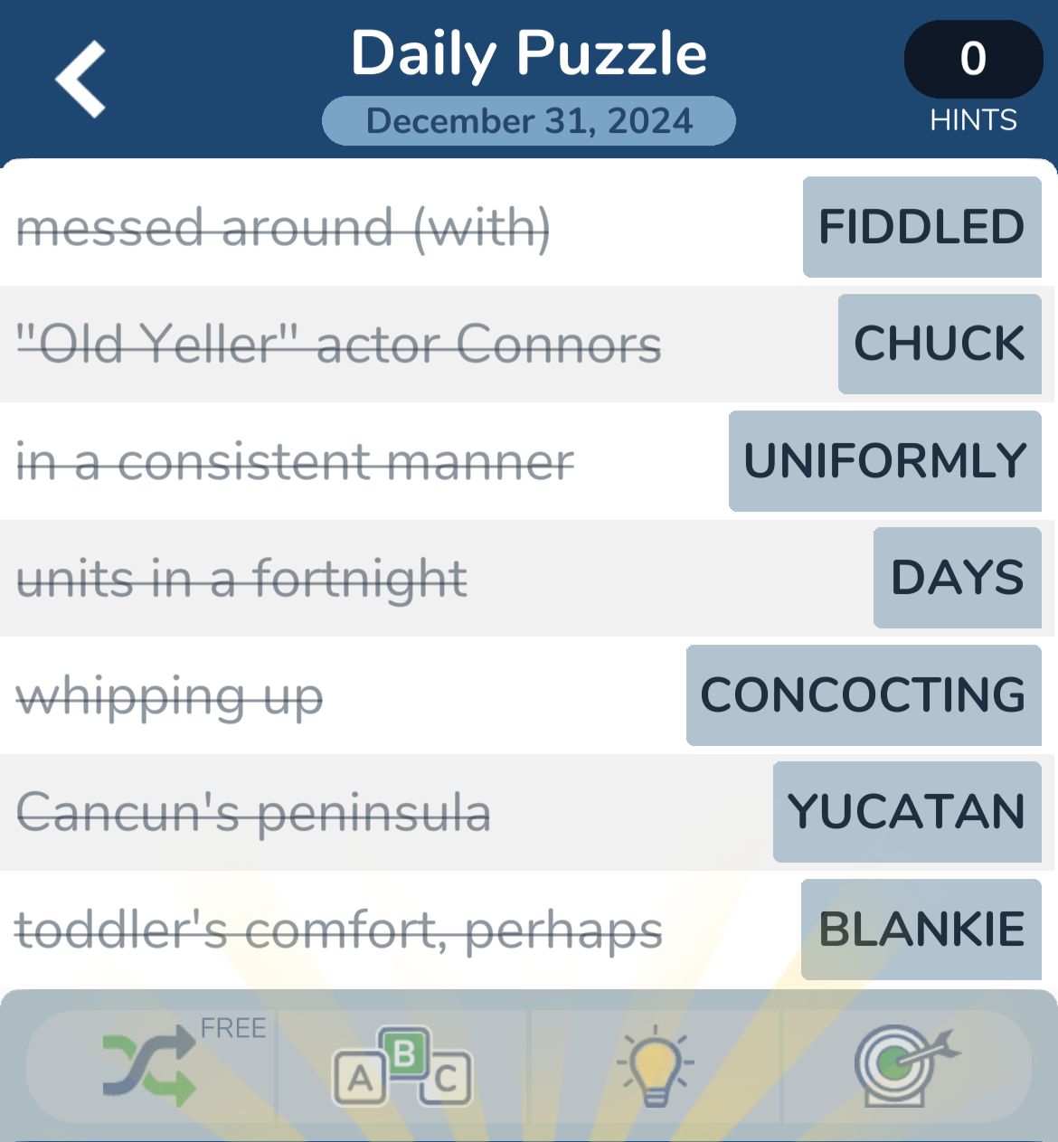 7 Little Words December 31 2024