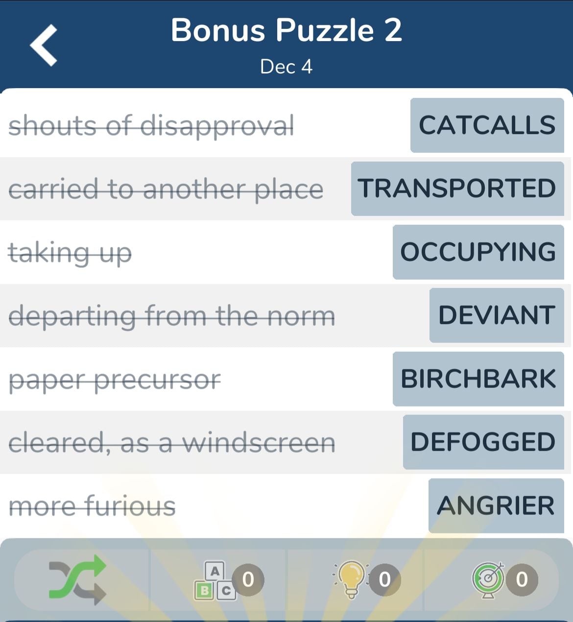 7 Little Words December 4 2024 Bonus 2