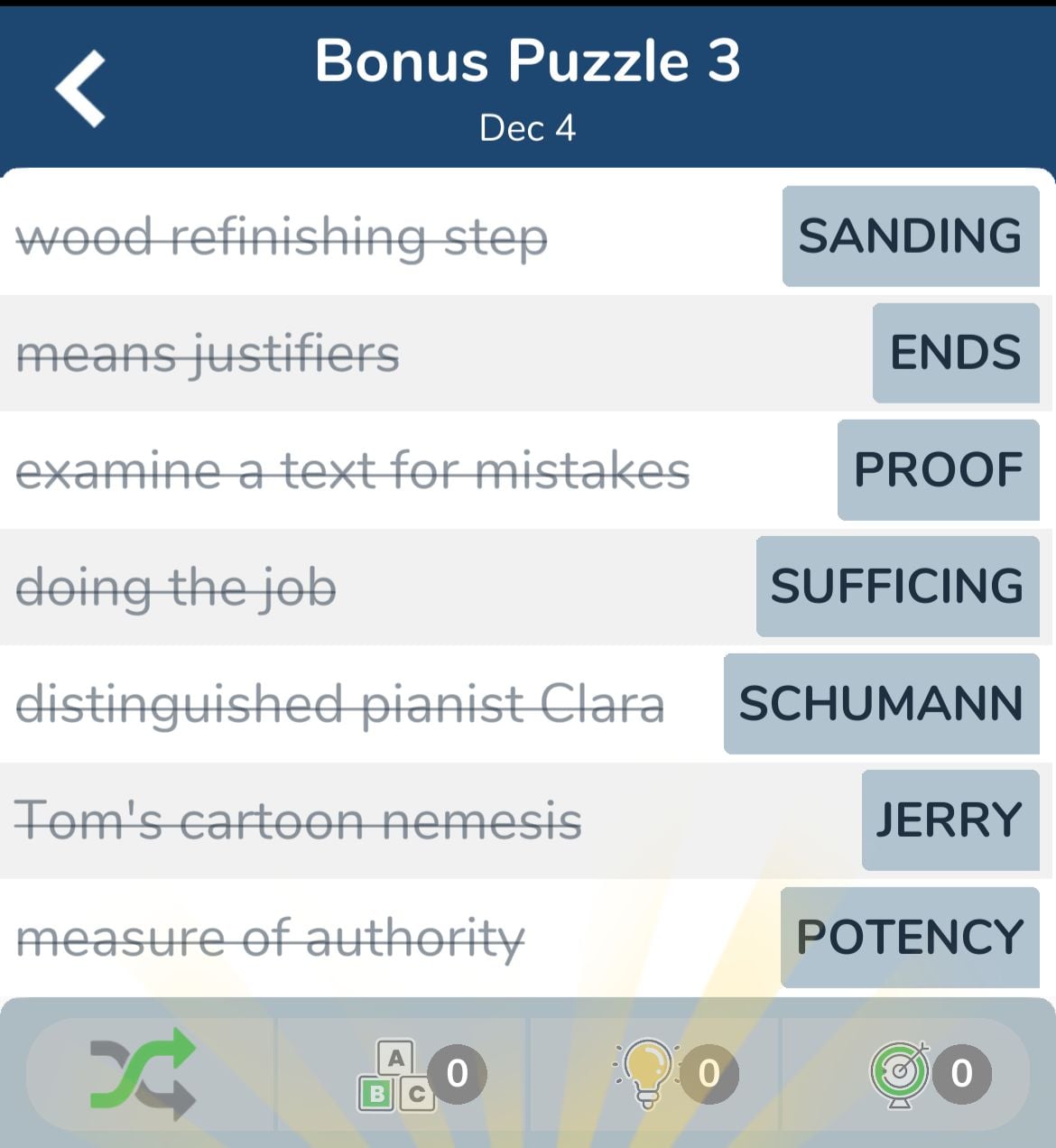 7 Little Words December 4 2024 Bonus 3