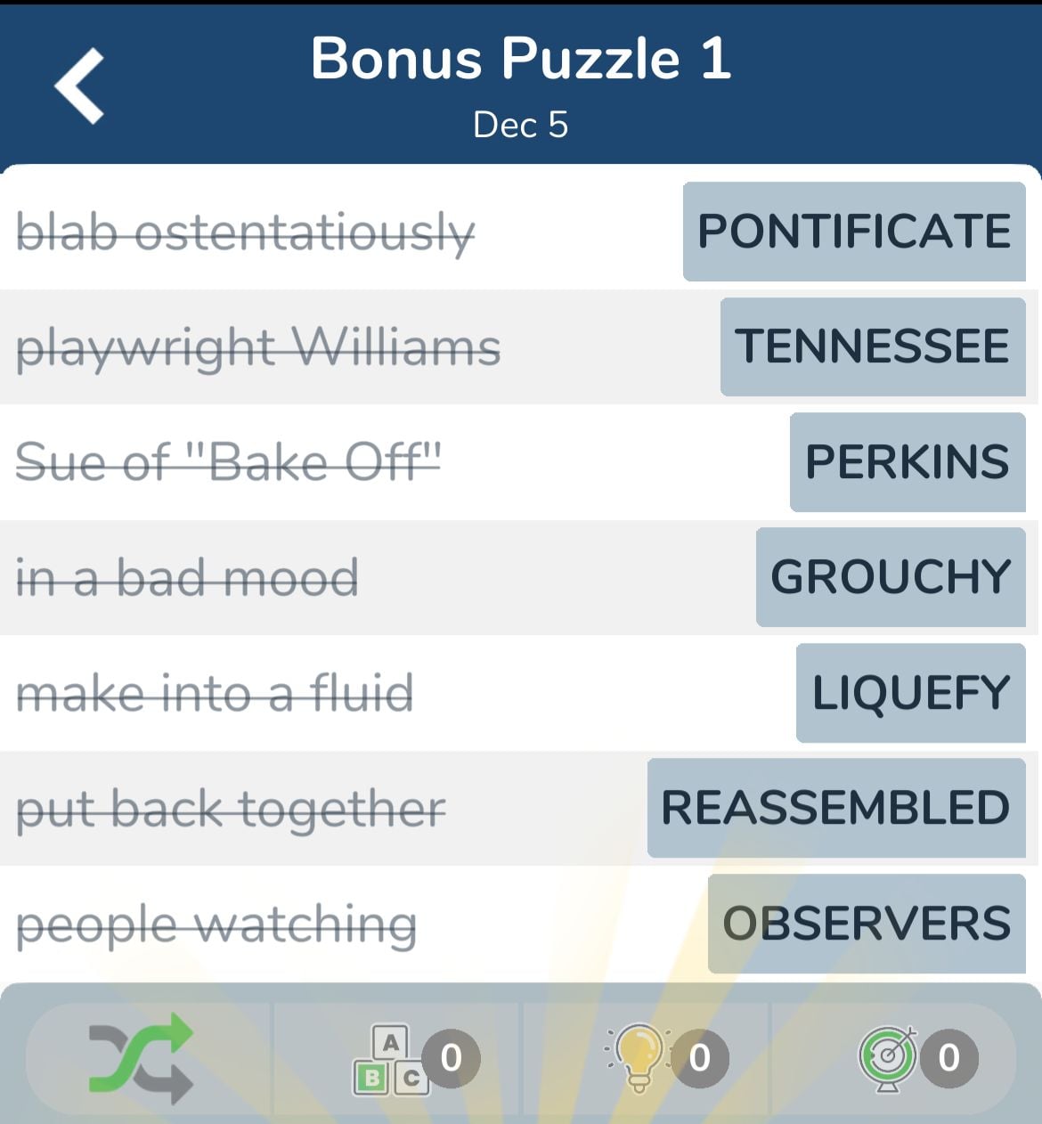 7 Little Words December 5 2024 Bonus 1