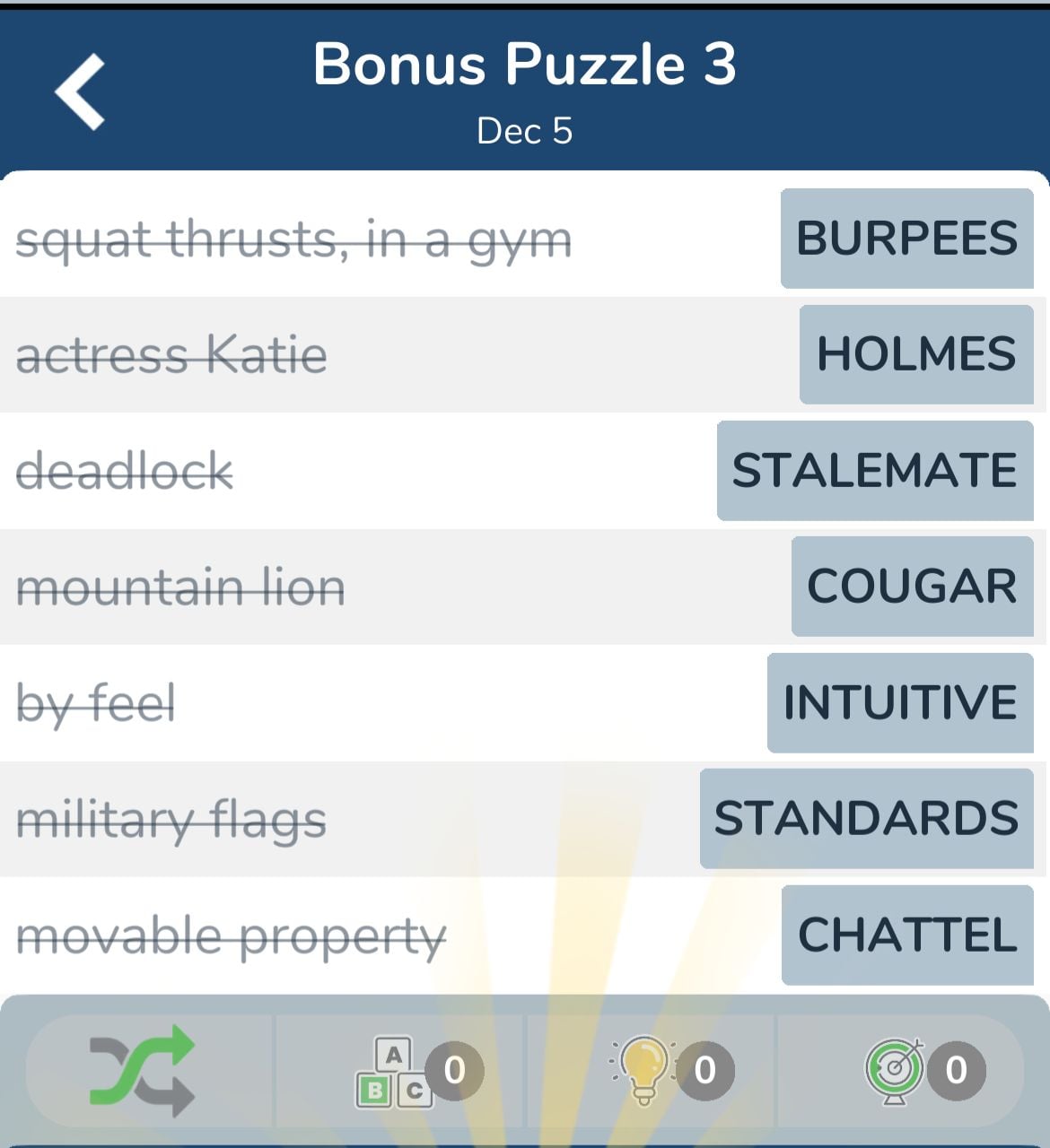 7 Little Words December 5 2024 Bonus 3