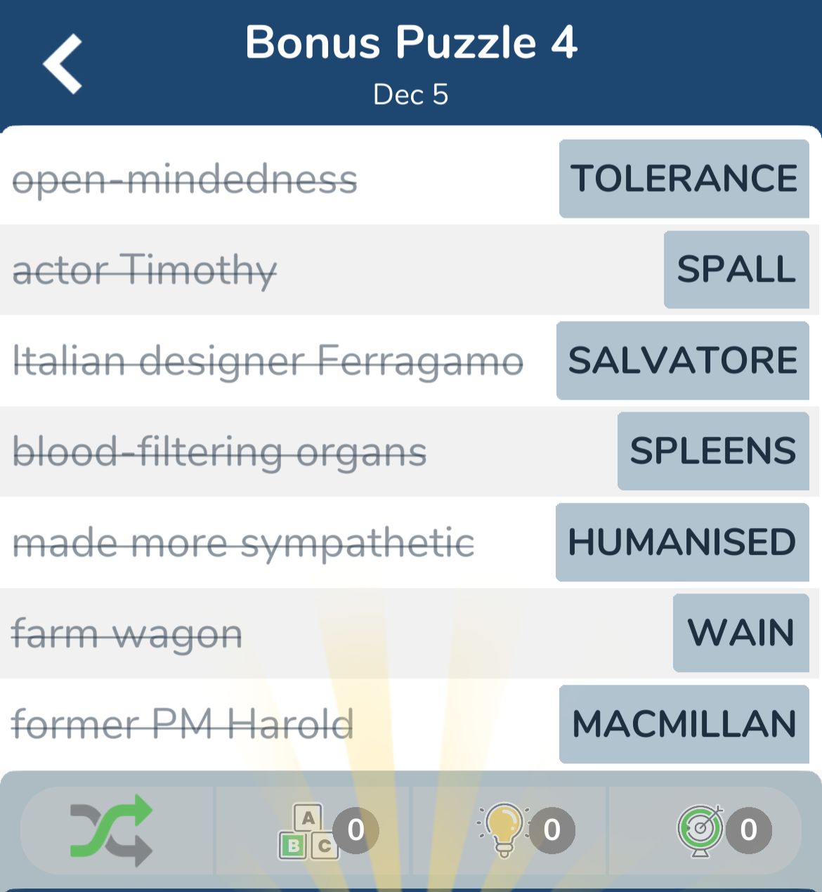 7 Little Words December 5 2024 Bonus 4