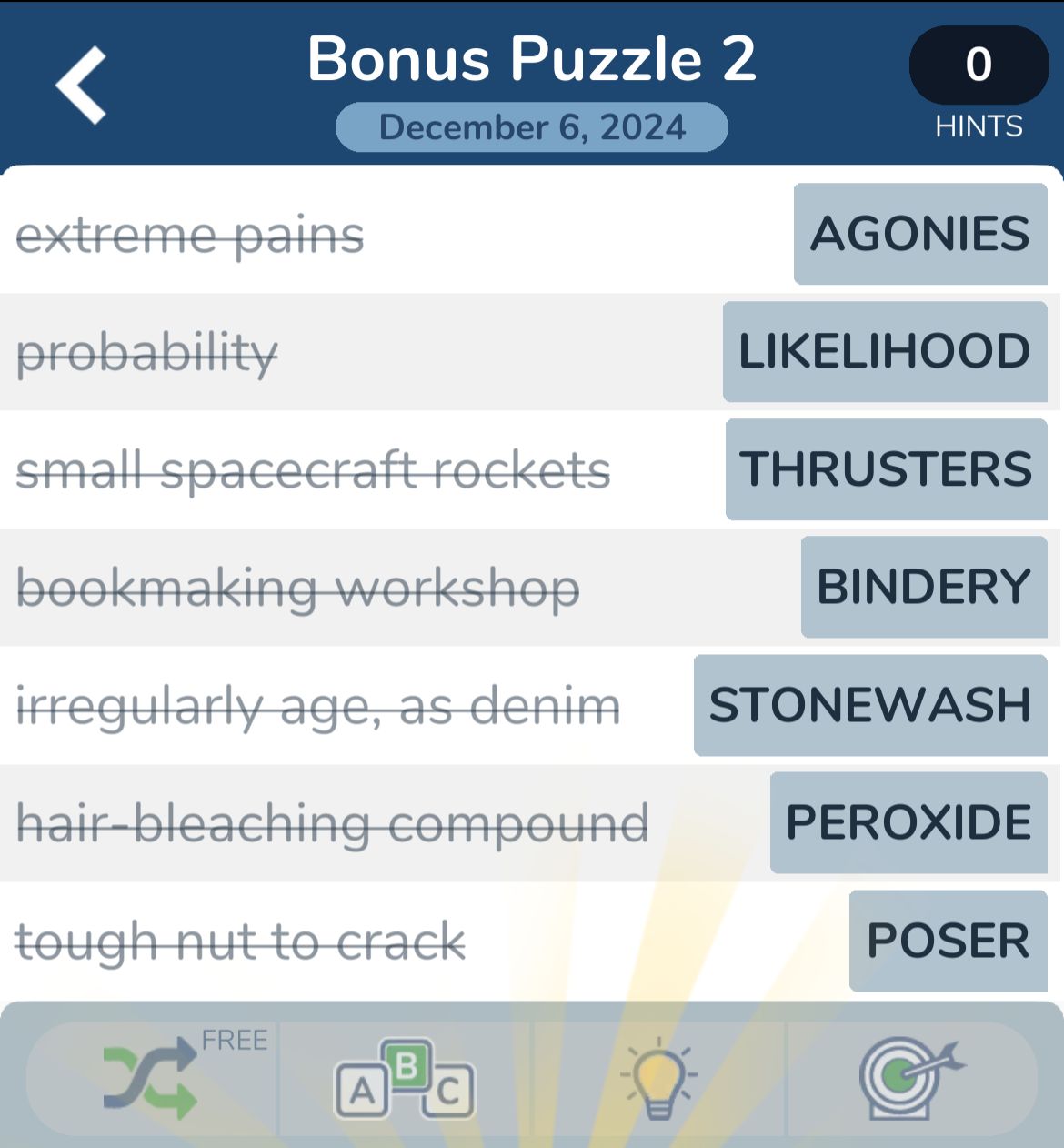 7 Little Words December 6 2024 Bonus 2