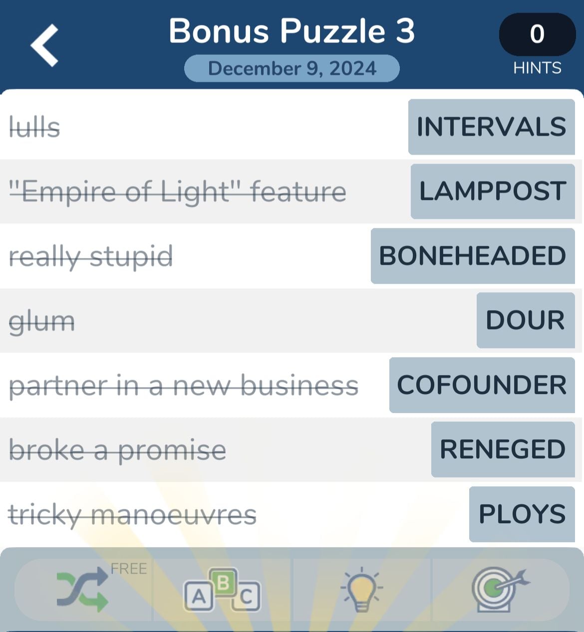 7 Little Words December 9 2024 Bonus 3