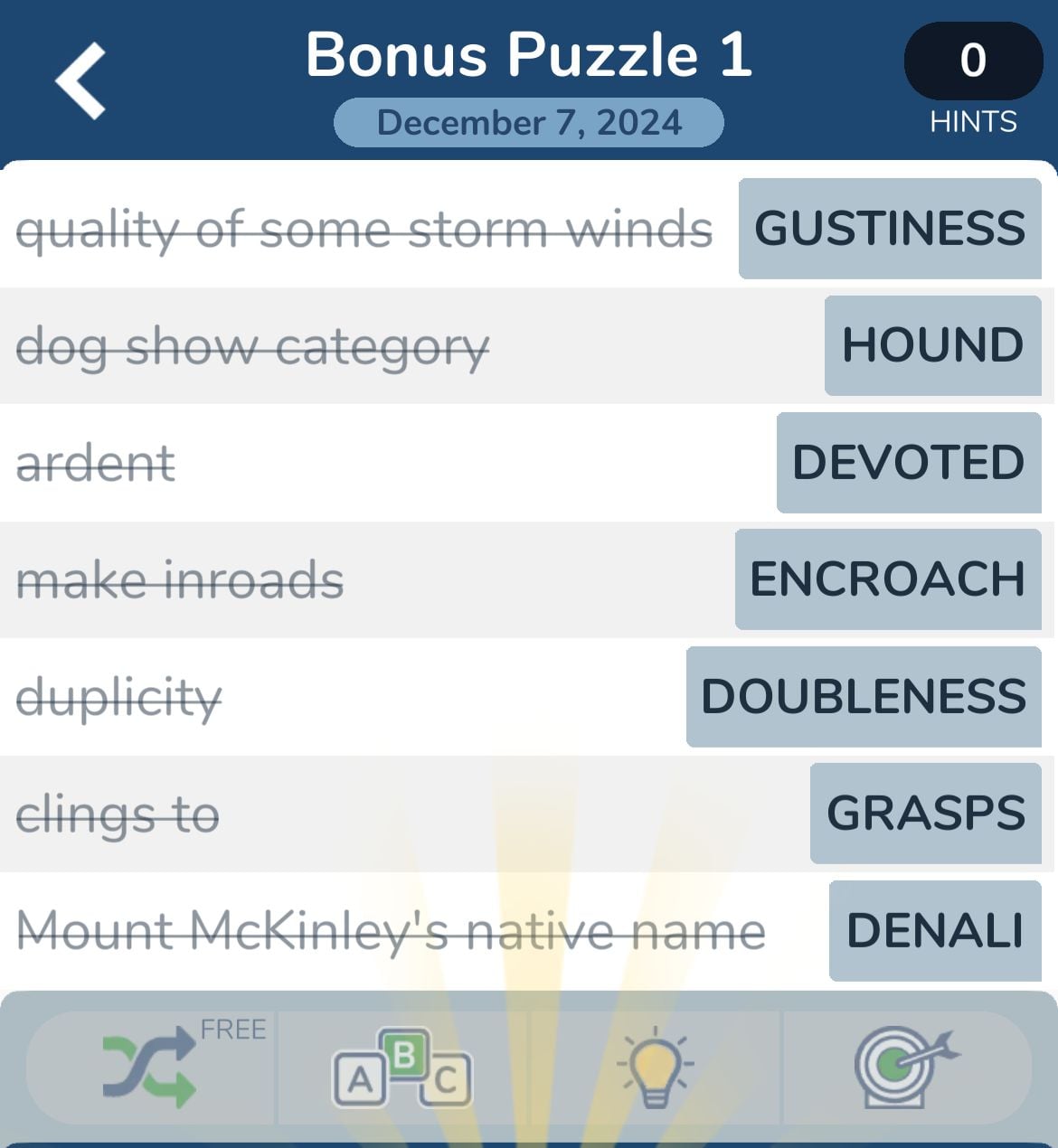 7 Little Words November 7 2024 Bonus 1