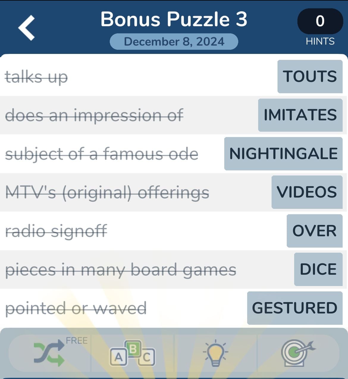 7 Little Words November 8 2024 Bonus 3