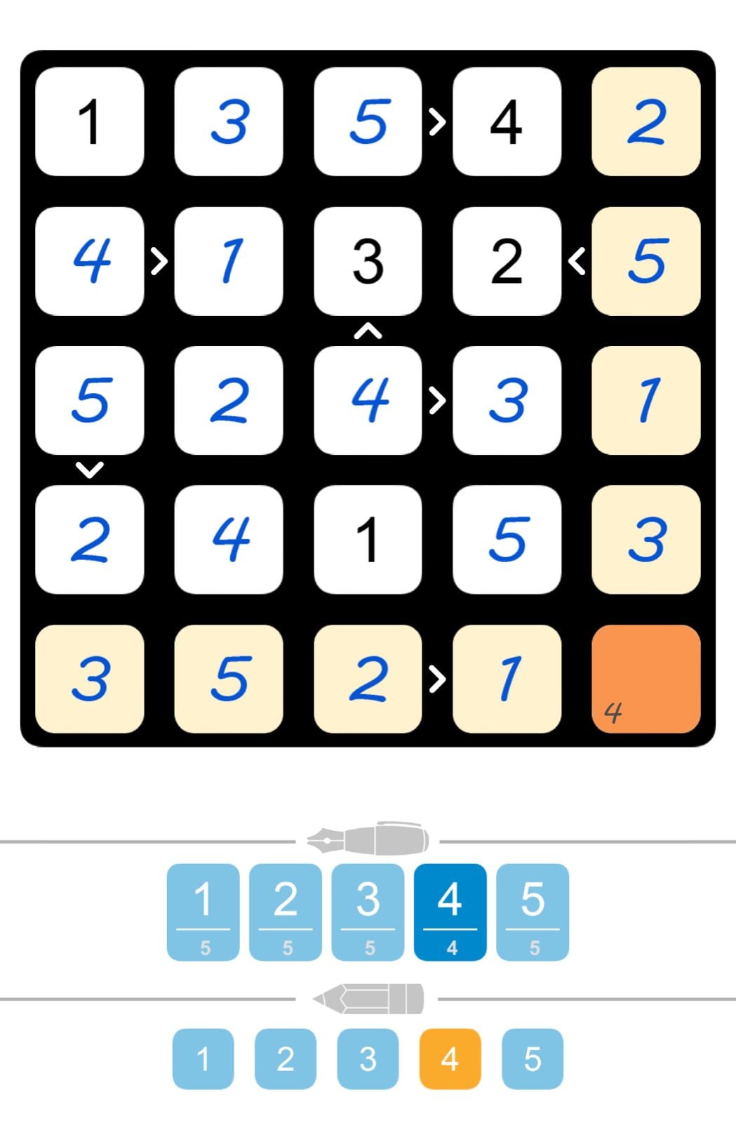 Puzzle Page Futoshiki December 31 2024