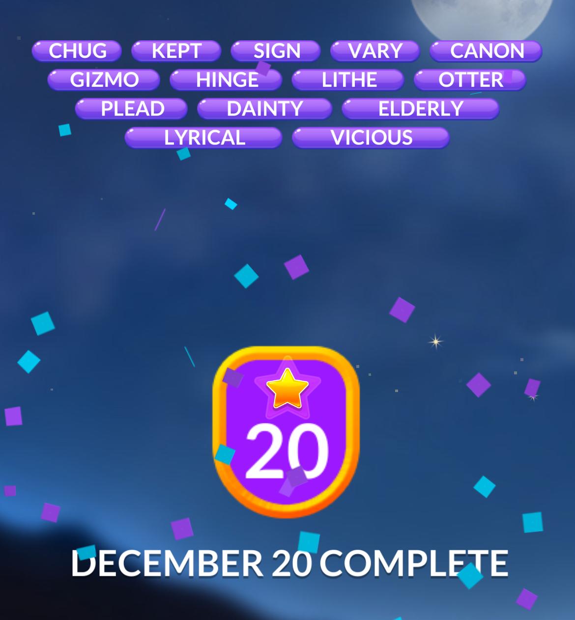 Word Stacks Daily Puzzle December 20 2024