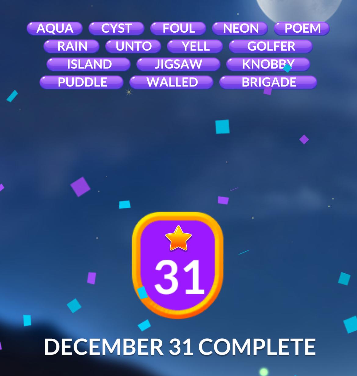 Word Stacks Daily Puzzle December 31 2024
