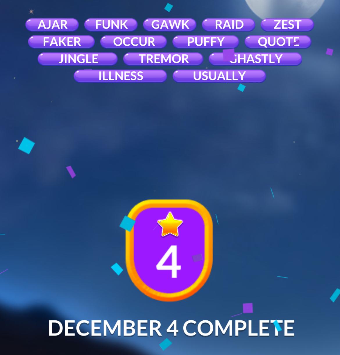 Word Stacks Daily Puzzle December 4 2024