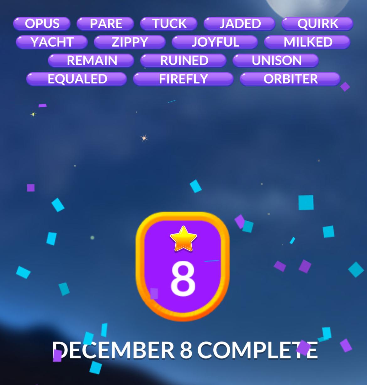 Word Stacks Daily Puzzle December 8 2024