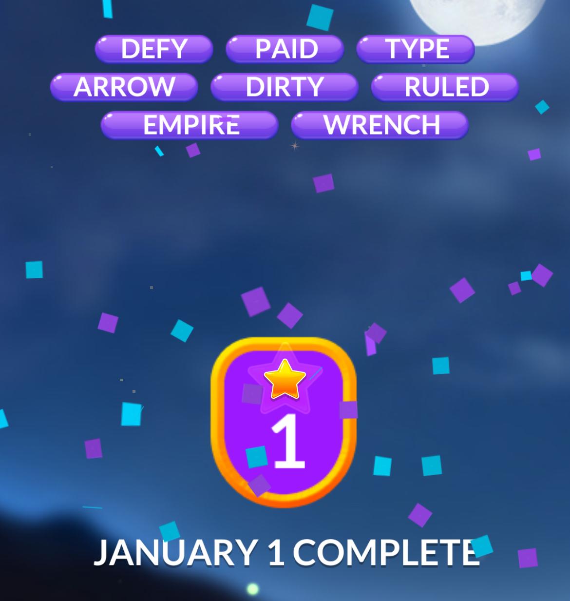 Word Stacks Daily Puzzle January 1 2025