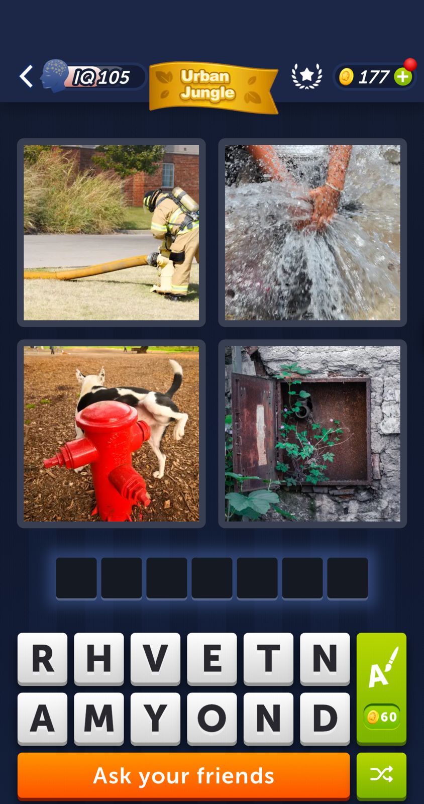 Firefighter, water splash, dog hydrant, rusty wall opening