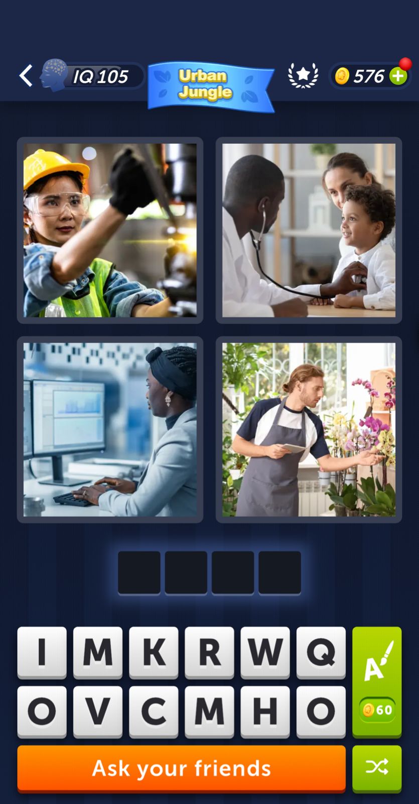 Word puzzle with various professionals images.