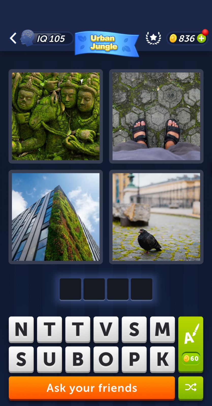 Urban jungle game puzzle with nature images