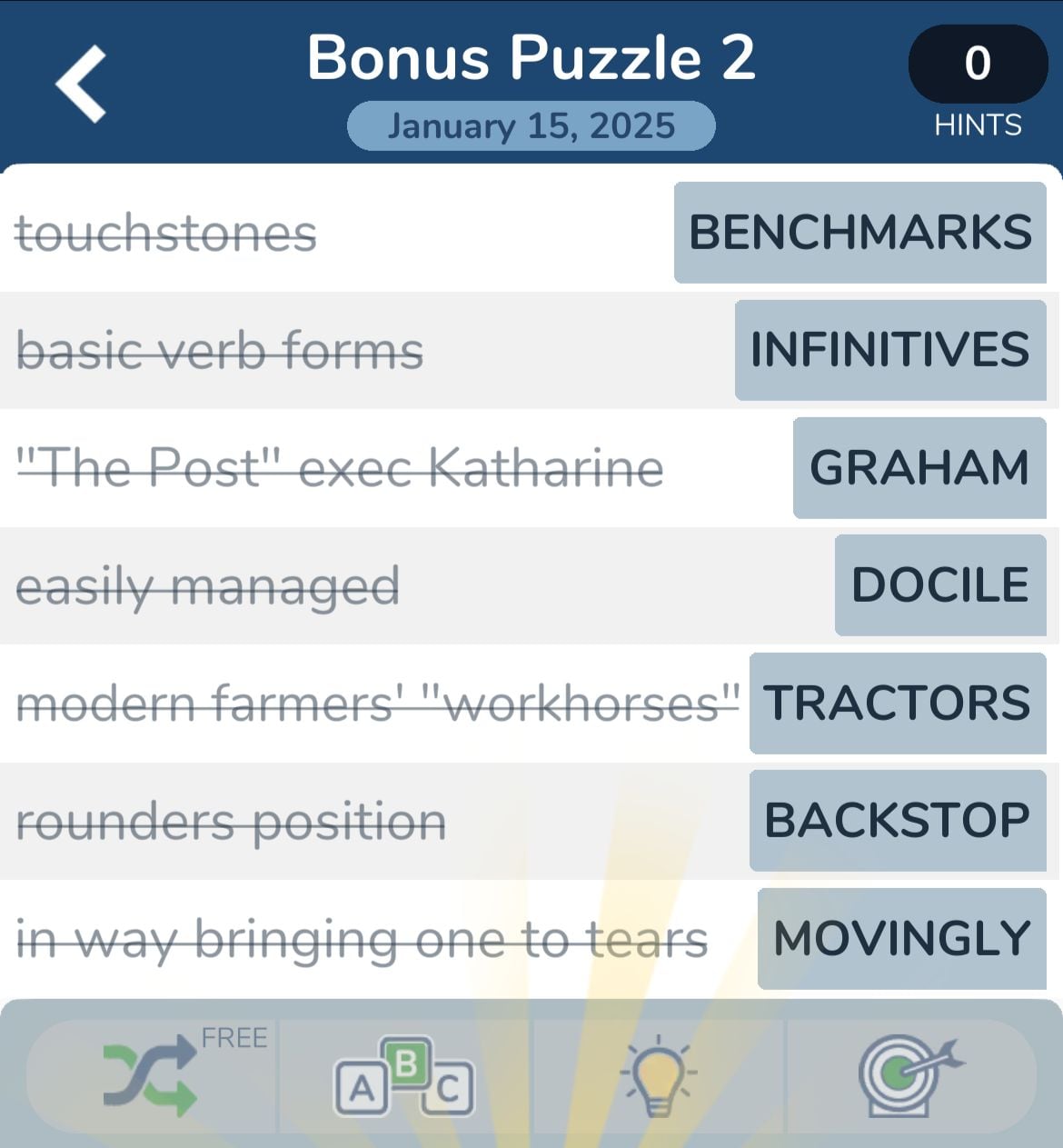 Crossword puzzle with solutions for clues.
