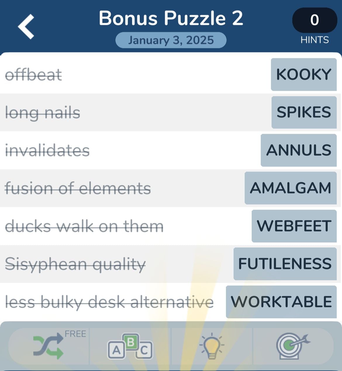 7 Little Words January 3 2025 Bonus 2