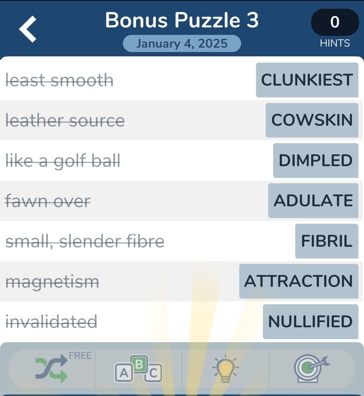 7 Little Words January 4 2025 Bonus 3