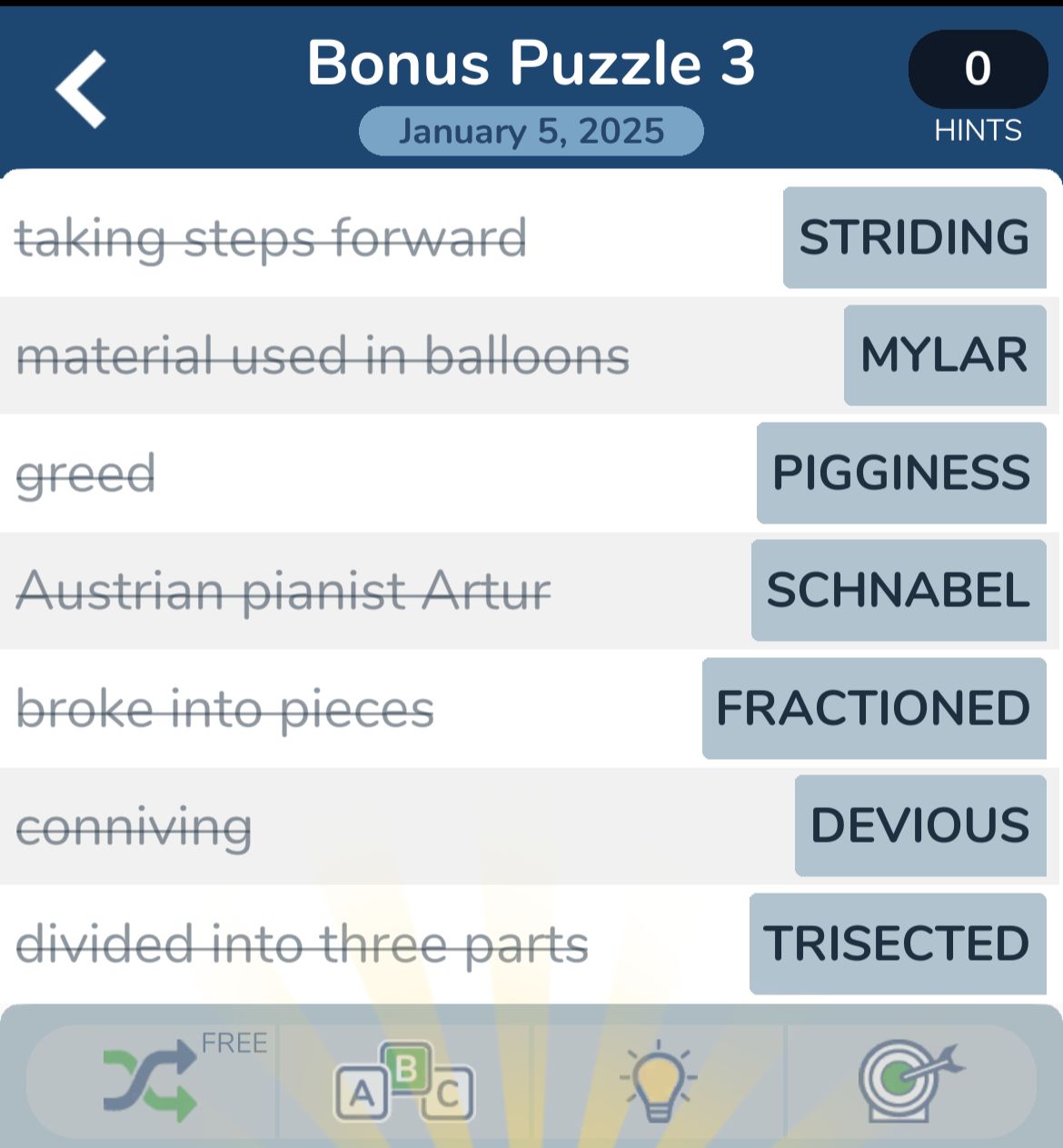7 Little Words January 5 2025 Bonus 3