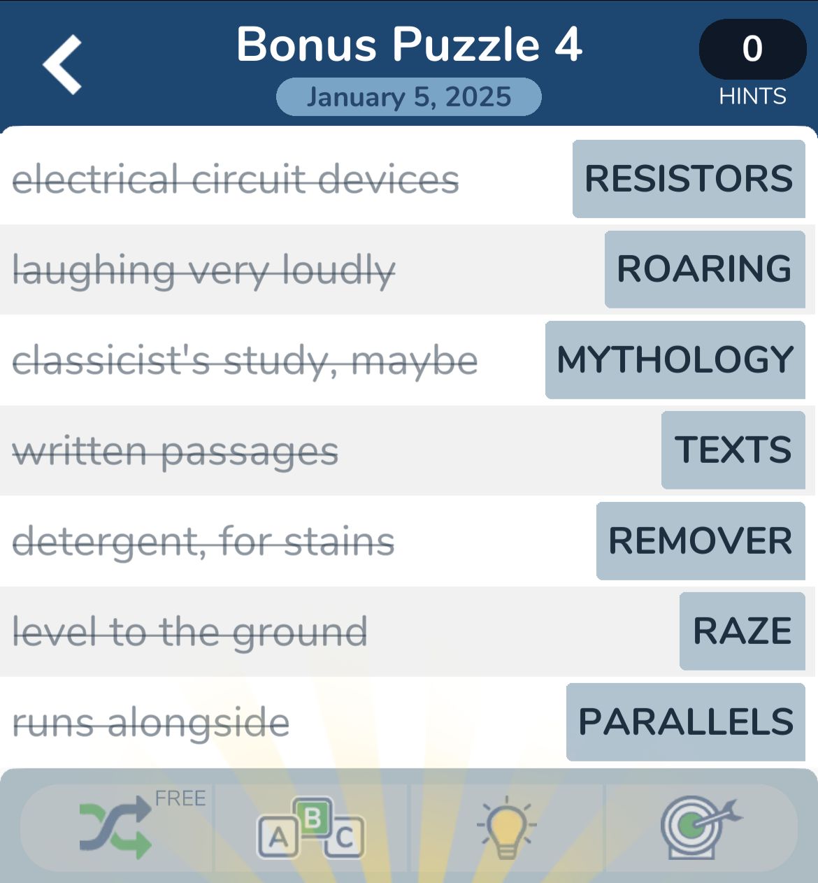 7 Little Words January 5 2025 Bonus 4
