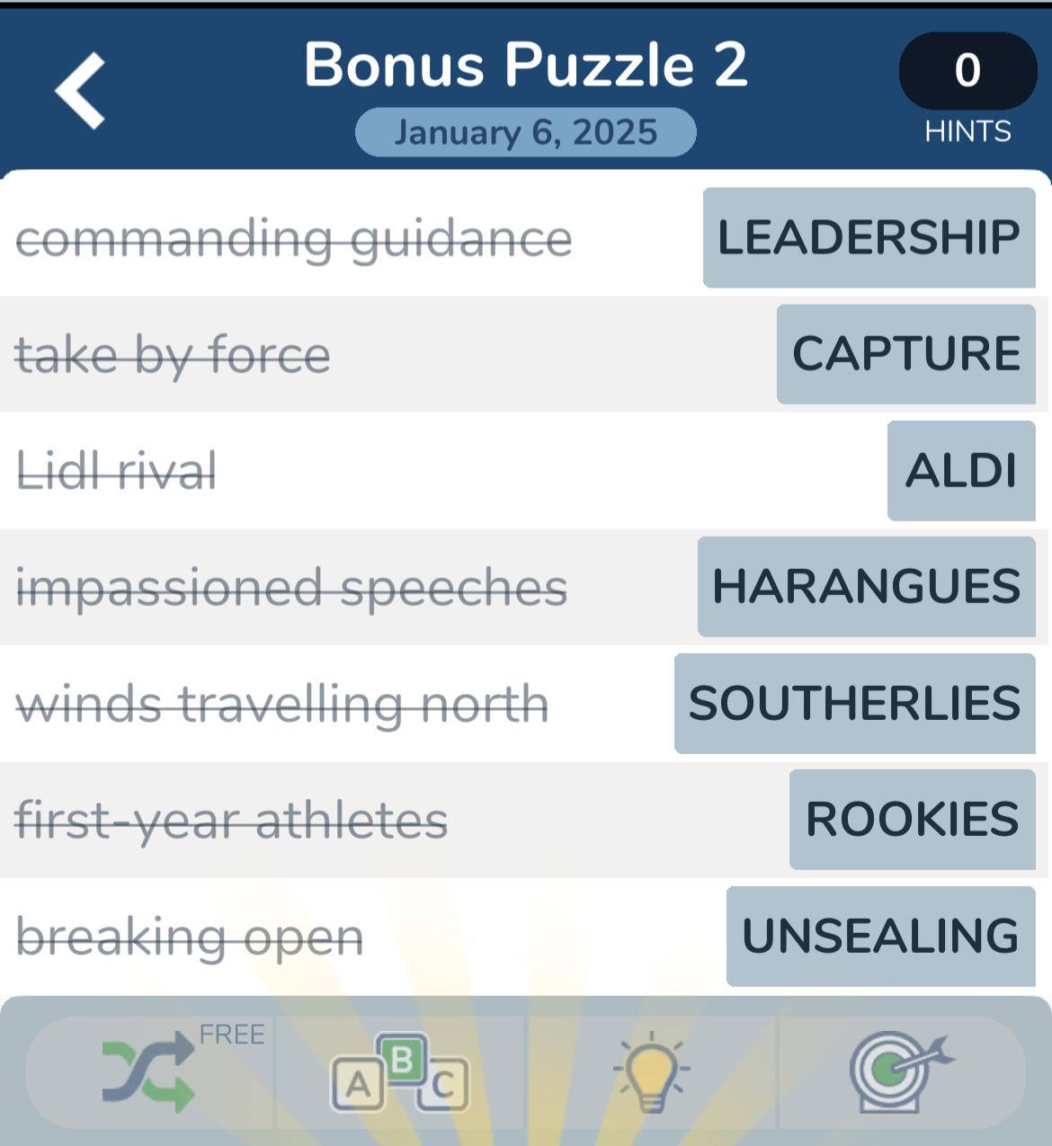 7 Little Words January 6 2025 Bonus 2