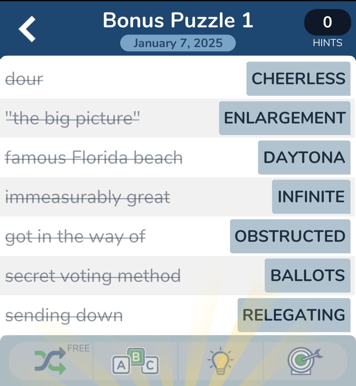 7 Little Words January 7 2025 Bonus 1