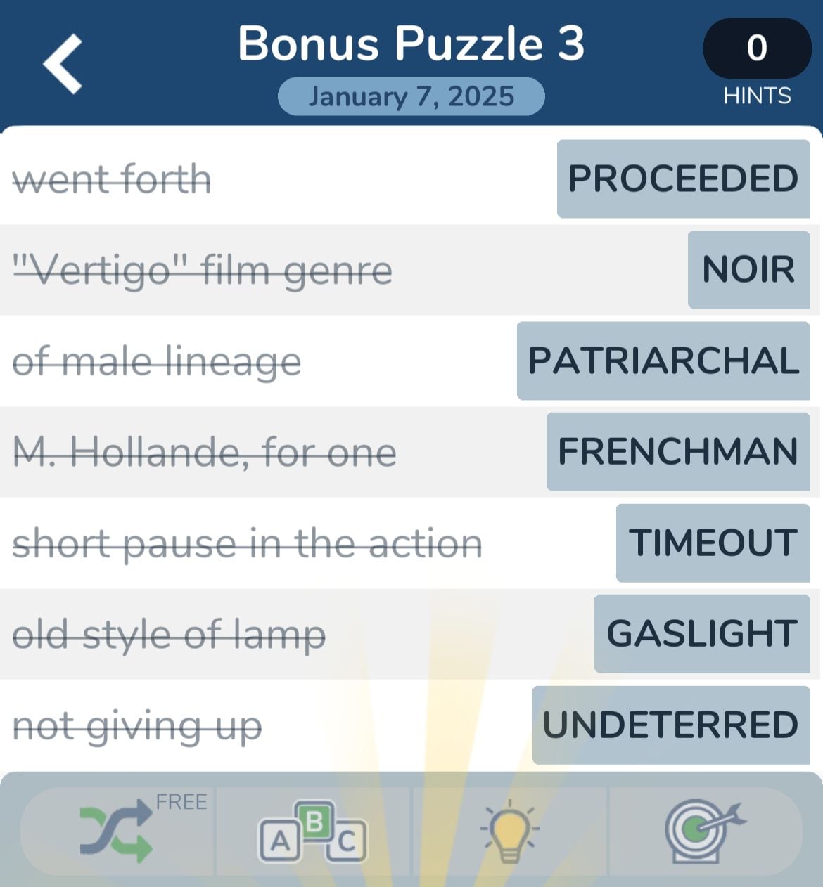 7 Little Words January 7 2025 Bonus 3