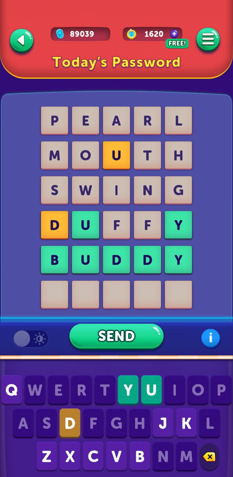 CodyCross Password January 15 2025 Word puzzle game screen with keyboard input.