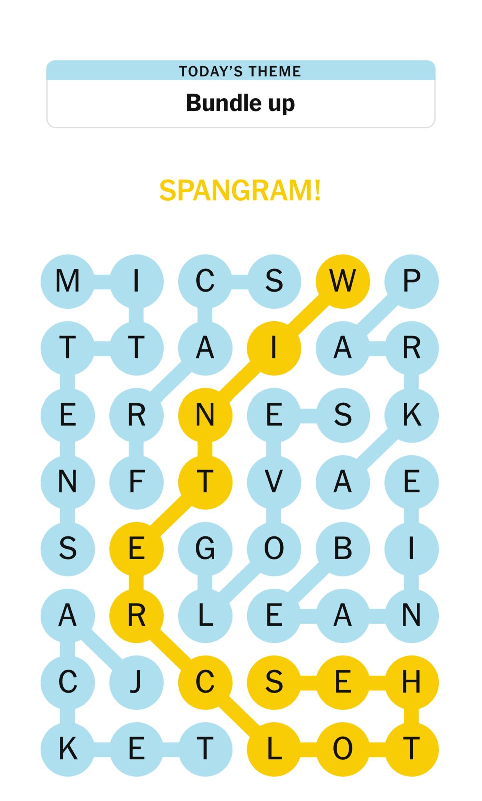 Word puzzle on theme 'Bundle up'