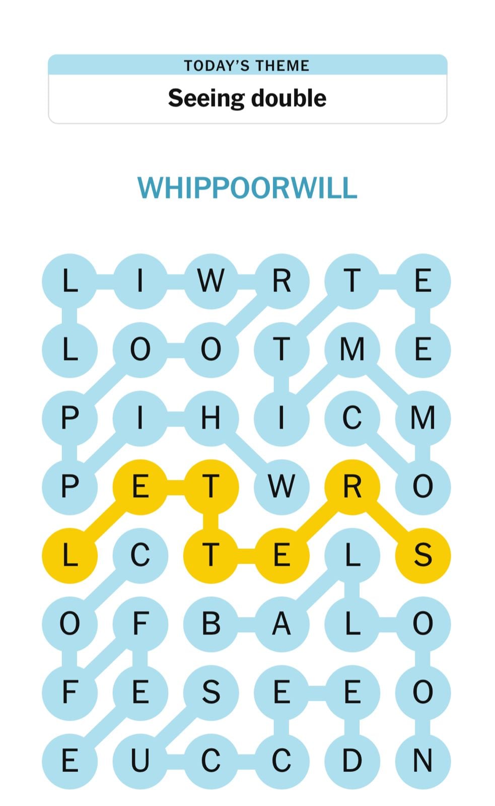 Word search puzzle with highlighted words.