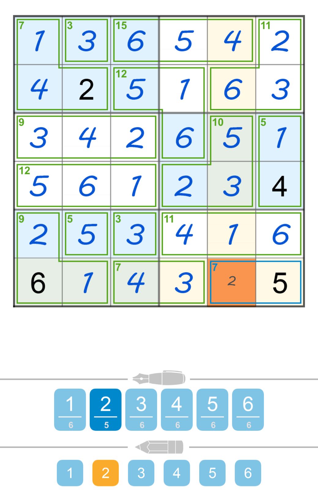 Colorful Sudoku puzzle grid, numbers and cells displayed.